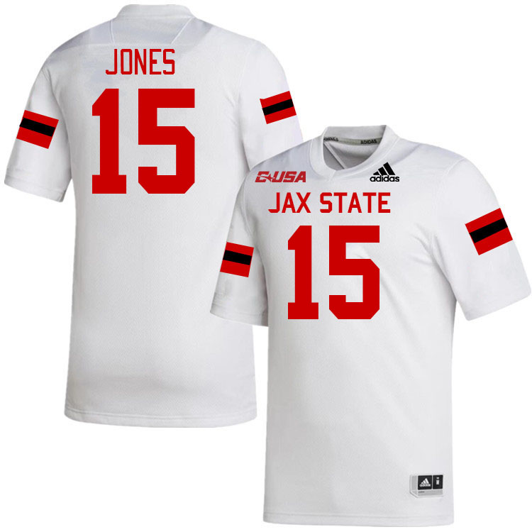 #15 Greg Jones Jacksonville State Gamecocks College Football Jerseys Stitched-White